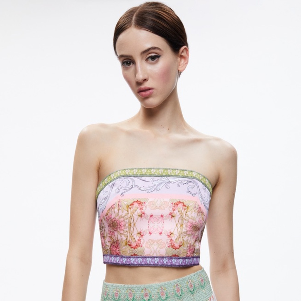 Alice & Olivia Ceresi Smocked Back Bandeau Top
